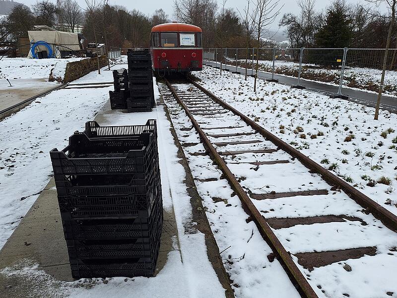 Gleispark Rupboden am Bahnradweg der fr&uuml;heren Sinntalbahn
