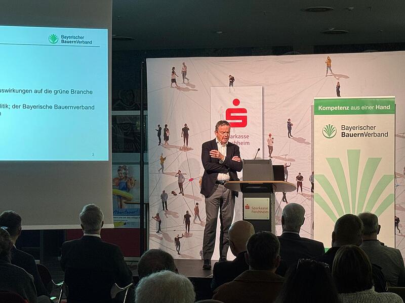 Carl von Butler, Generalsekretär des Bayerischen Bauernverbands, sprach beim Landwirtschaftsforum in der Sparkasse Forchheim über Megatrends.