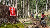 Realschülerinnen und Realschüler aus Bad Brückenau erstmals auf dem selbstgebauten Trail „Himmelsleiter“ unterwegs.