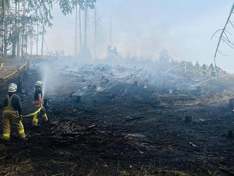 Nutzfeuer im Kreis Kronach breitet sich unkontrolliert auf Waldfl&auml;che aus