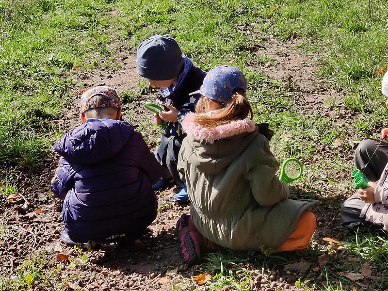 Eifrig gehen die Kinder auf Spurensuche.