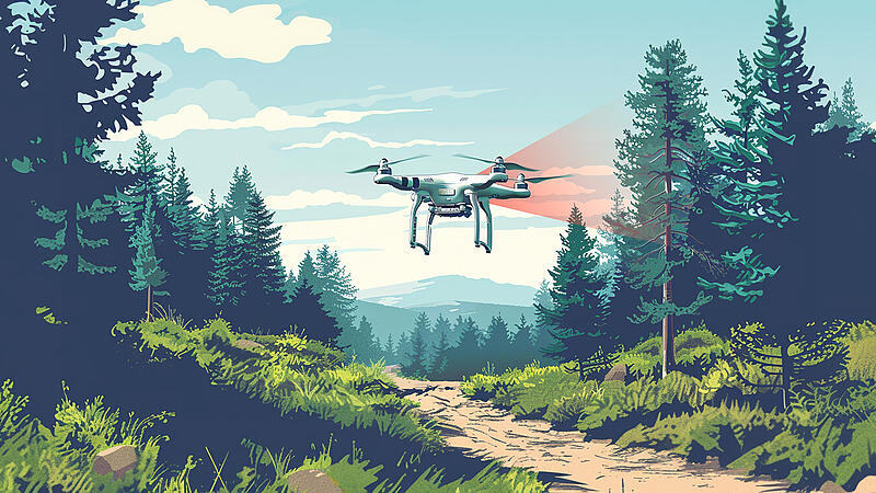 Mithilfe einer Drohne wurde der Bamberger Stadtwald &uuml;berflogen, um so Daten f&uuml;r die Baumpflege zu sammeln.