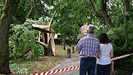 Die Stadt war am Mittwoch mit dem Aufräumen unter anderem am Laurenziplatz beschäftigt: 41 Bäume wurden in Bamberg vom Sturm zerbrochen oder schwer beschädigt.