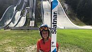 Finn Weigel beim Trainingslager in der Skisprungarena von Planica (Slowenien), wo auch Weltcups stattfinden.