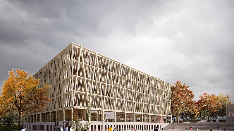 So soll der Neubau des Gymnasiums Spardorf aussehen. Mit 60 Millionen Euro wird er die gr&ouml;&szlig;te Investition in der Landkreisgeschichte sein.