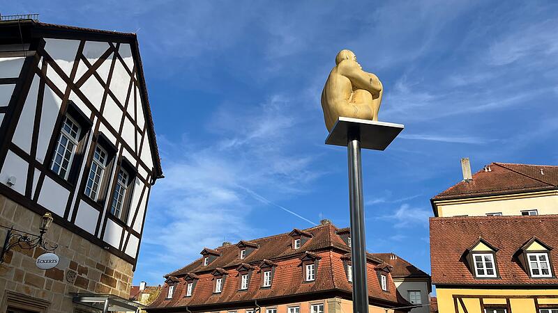 Kaum zu glauben, dass diese Skulptur einmal wei&szlig; gewesen sein soll. Die "AirEarth" von K&uuml;nstler Jaume Plensa verst&ouml;rt Bamberg bei Tag und Nacht.