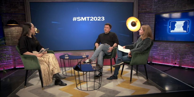 Bei den Schülermedientagen diskutieren Medienprofis in Live-Talks mit Schülerinnen und Schülern.