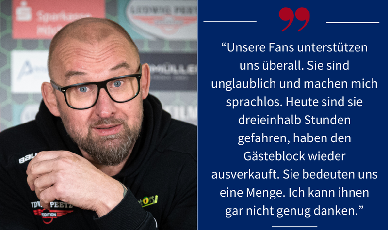 Coach Morgan Persson zu den Fans der H&ouml;chstadt Alligators