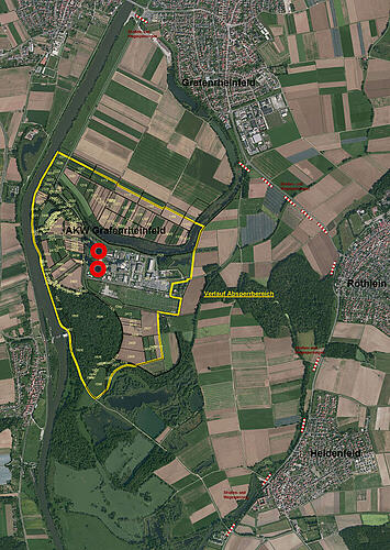 Der Sperrbereich bei der Sprengung der Kühltürme in Grafenrheinfeld