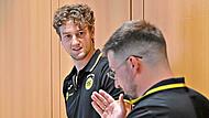 Marin Lisac gab bei der Auftakt-PK des HSC Coburg seine Vertragsverl&auml;ngerung bekannt.Hagen Lehmann