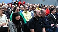 Blick in die volle Ebrachtalhalle: Etliche Zuschauer haben den Neujahrsempfang in Wachenroth besucht.