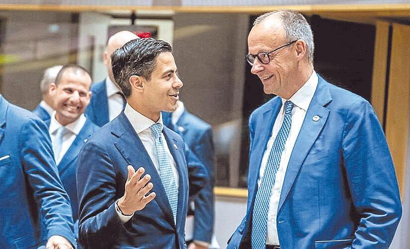 Lehnen Haushaltspläne ab: Kanzler Friedrich Merz mit dem niederländischen Regierungschef Rob Jetten. Lehnen Haushaltspläne ab: Kanzler Friedrich Merz mit dem niederländischen Regierungschef Rob Jetten.