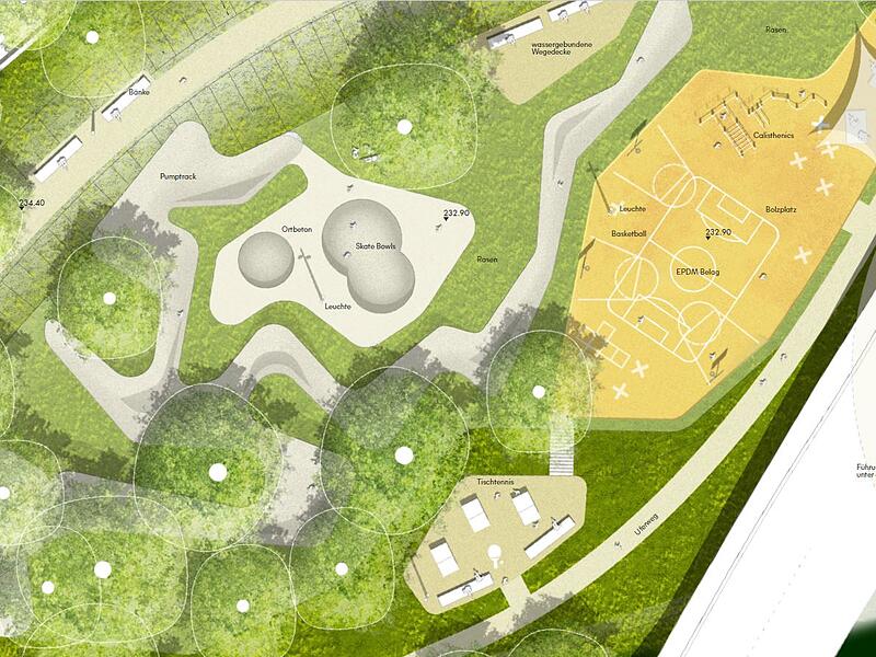 Skatepark, Pumptrack und Sportfelder Skatepark, Pumptrack und Sportfelder