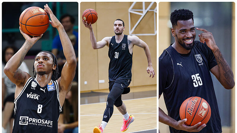 Zwei Neuzug&auml;nge und ein R&uuml;ckkehrer (v.l.): Demarcus Demonia, Daniel Keppeler, EJ Onu.