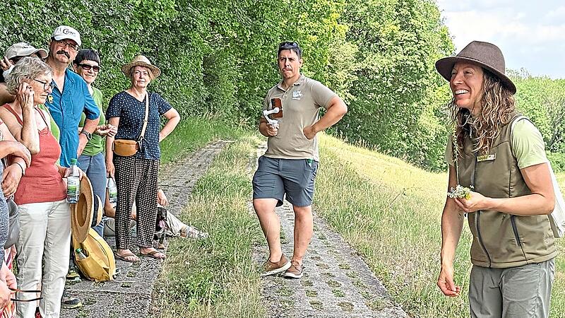 Rangerin Katja Winter zeigte anhand verschiedener Pflanzenarten auf, dass auch heute noch der einstige Grenzstreifen ein wichtiges Biotop ist, das erhalten werden muss. Hanns Friedrich Rangerin Katja Winter zeigte anhand verschiedener Pflanzenarten auf, dass auch heute noch der einstige Grenzstreifen ein wichtiges Biotop ist, das erhalten werden muss. Hanns Friedrich