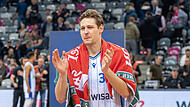 Telekom Baskets Bonn vs. Skyliners Frankfurt, Basketball, e@sy Credit Bundesliga, 17. Spieltag, Saison 2024/2025, 19.01.2025 Verschmitztes Lächeln bei Patrick Heckmann nach dem Frankfurter Auswärtssieg in Bonn. Am Samstag will er sein Ex-Team Bamberg im Pokal-Halbfinale überraschen.