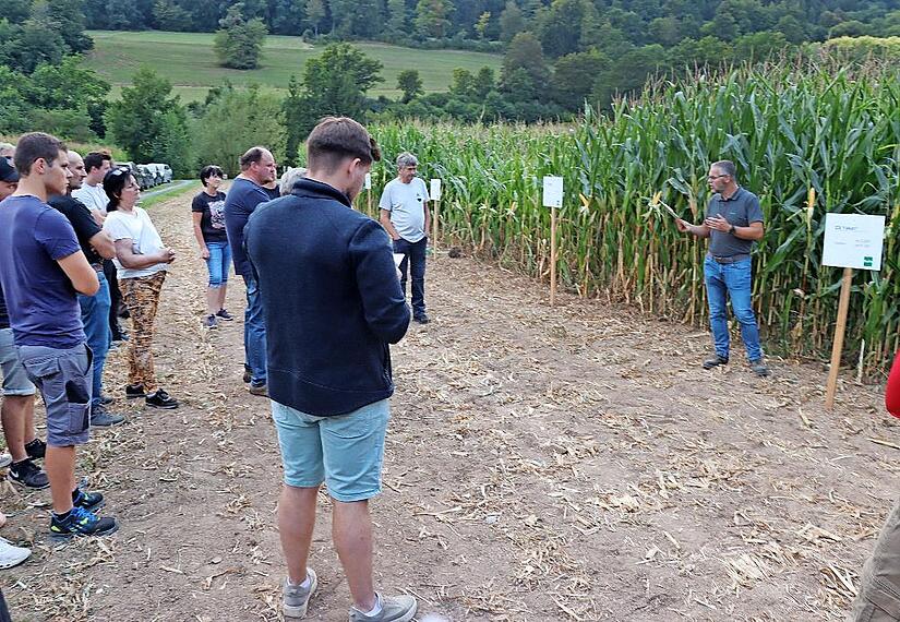 Bei der Infoveranstaltung „Maisfeldtag“ in Krassach mit Alexander Weiß informierten sich viele Landwirte. Bei der Infoveranstaltung „Maisfeldtag“ in Krassach mit Alexander Weiß informierten sich viele Landwirte.