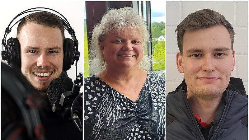 Die Vorsitzenden der drei Bamberger Fanclubs (von links): Lukas Winkler (Sektion S&uuml;dblock), Ronni Arendt (Faszination Basketball) und Marc Berge (Freak City Frankenpower)