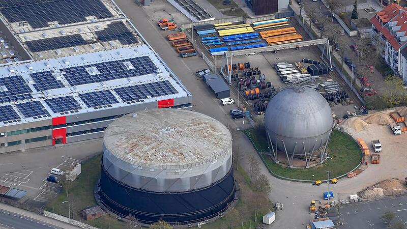 Gasspeicher auf dem Gel&auml;nde der Stadtwerke Bamberg.