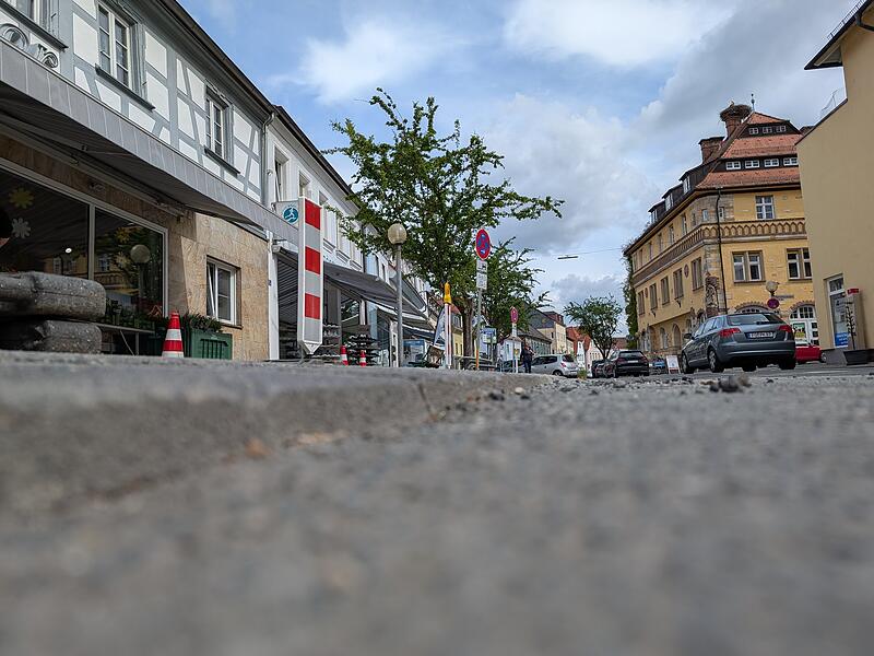 Mehr Grau als Gr&uuml;n - die Hornschuchallee mitten in Forchheim.