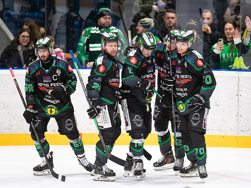 Petr Gulda (2. von links) bricht nach nur 18 Eins&auml;tzen seine Zelte in H&ouml;chstadt wieder ab. Der Verteidiger hat ein anderes Angebot erhalten, die Alligators stimmten der Freigabe am Wochenende zu.