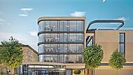 So soll die Fassade des Hotels im neuen Atrium am Bamberger Bahnhof aussehen.