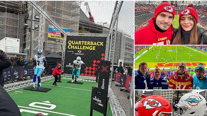 So haben Franken Sportler die NFL in Frankfurt erlebt. Rechts oben Alligators-Teammanager Daniel Tratz mit Freundin Lisa. Mittig Spieler der Herzo Rhinos.