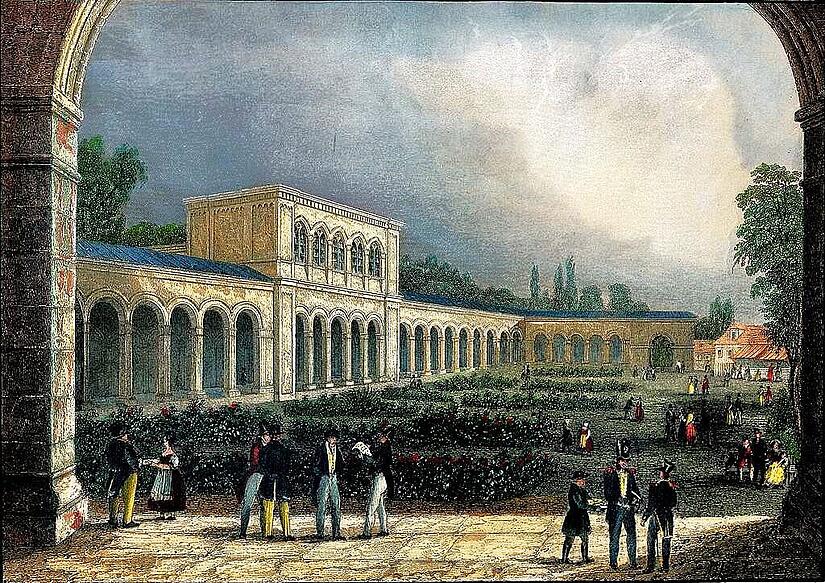 Kurgarten und Arkadenbau um 1842