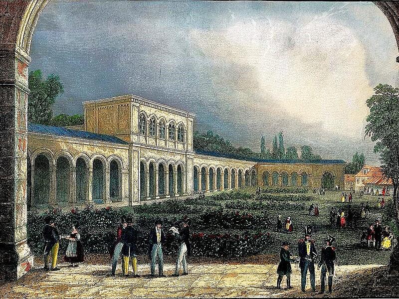 Kurgarten und Arkadenbau um 1842