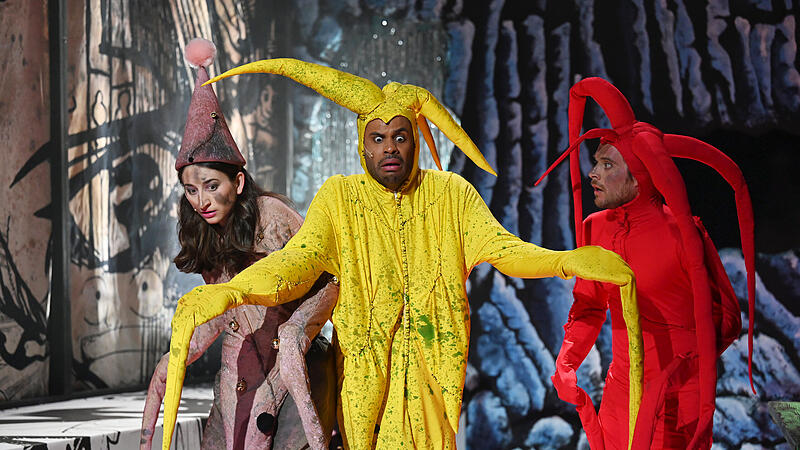 Antonia Bockelmann, Jeremias Beckford und Stefan Herrmann (v. l.) spielen in „Till Till Till“ am E.T.A.-Hoffmann-Theater in Bamberg.