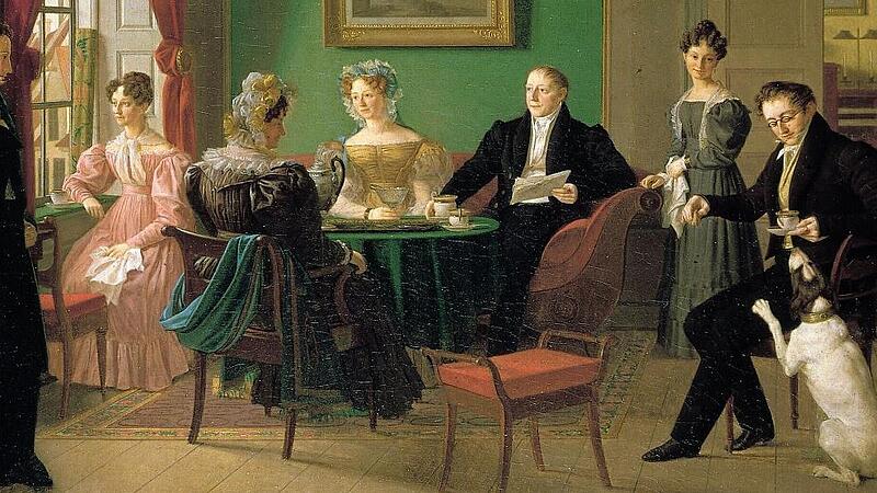 Portr&auml;t der Familie Schram, 1829 &ndash; Gem&auml;lde von Emil B&auml;rentzen (1799-1868).