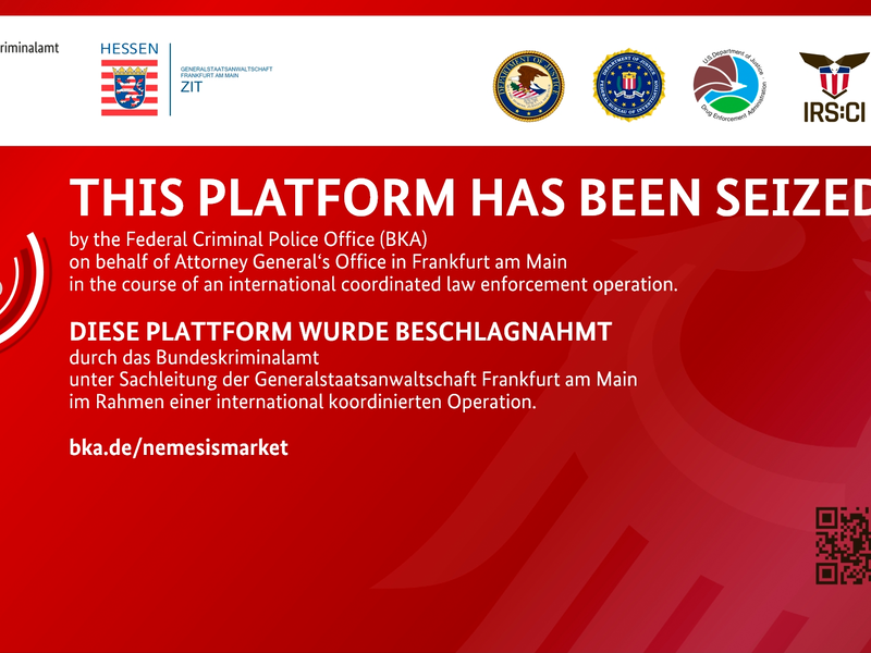 Wer im Darknet nach der illegalen Plattform "Nemesis" sucht, landet vor einem geschlossenen Online-Shop.