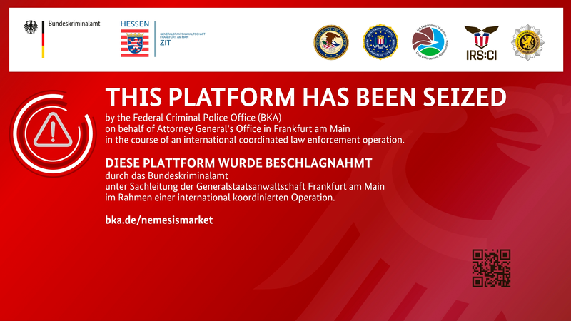 Wer im Darknet nach der illegalen Plattform "Nemesis" sucht, landet vor einem geschlossenen Online-Shop.
