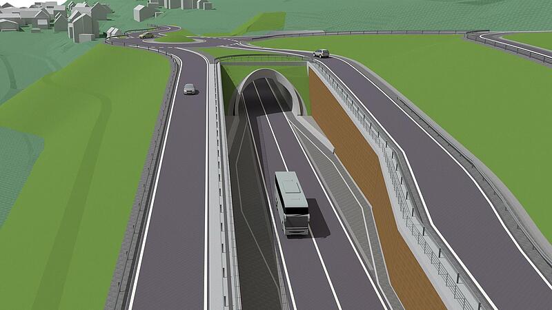 So sollen die B 289 und der Tunnel bei Kauerndorf aussehen (aus Untersteinach kommend).