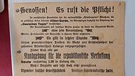 Aufruf zur Gegendemonstration am 15. Oktober 1922 in Coburg. Die Redaktion des Coburger Tageblatts h&auml;tte es lieber gehabt, der &bdquo;Deutsche Tag&ldquo; h&auml;tte keine solche Aufmerksamkeit erfahren. Das Flugblatt befindet sich im Staatsarchiv Coburg.