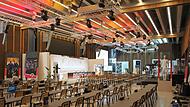 Ein Blick in das Medienzentrum: Als die DFB-Elf während der EM am Home Ground wohnte, arbeiteten Pressevertreter von hier aus. Spieler und Offizielle kamen regelmäßig zu Pressekonferenzen vorbei.