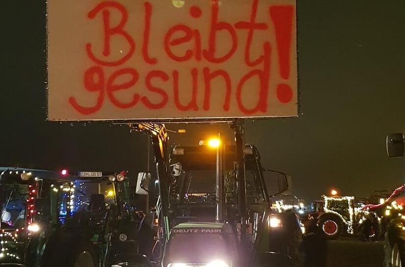 Ein Grund daf&uuml;r, dass Bauern 2020 die Lichterz&uuml;ge ins Leben riefen, war die Coronakrise. Das Thema blieb auch 2021 pr&auml;sent.