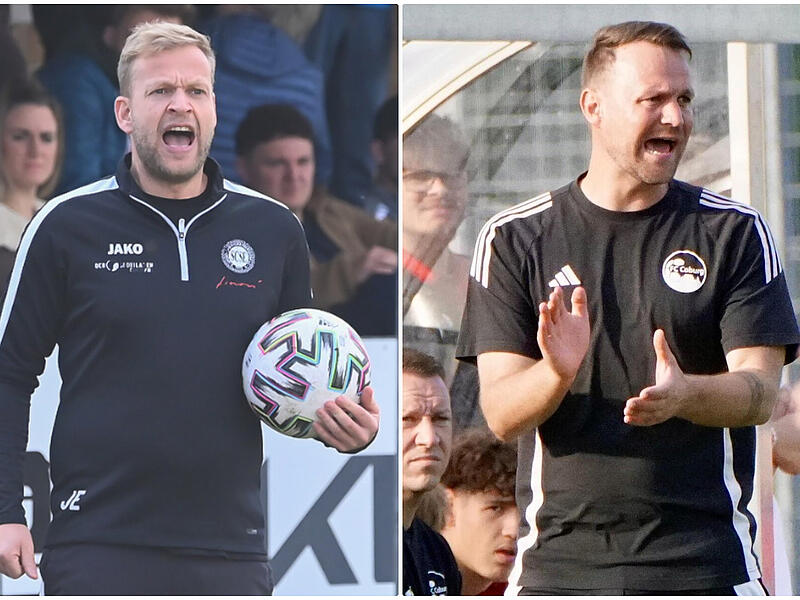 Jakob Engelmann und der SC Sylvia Ebersdorf (links) empfangen am kommenden Mittwoch zum Landesliga-Auftakt den FC Coburg um Calle Schiebel. Jakob Engelmann und der SC Sylvia Ebersdorf (links) empfangen am kommenden Mittwoch zum Landesliga-Auftakt den FC Coburg um Calle Schiebel.