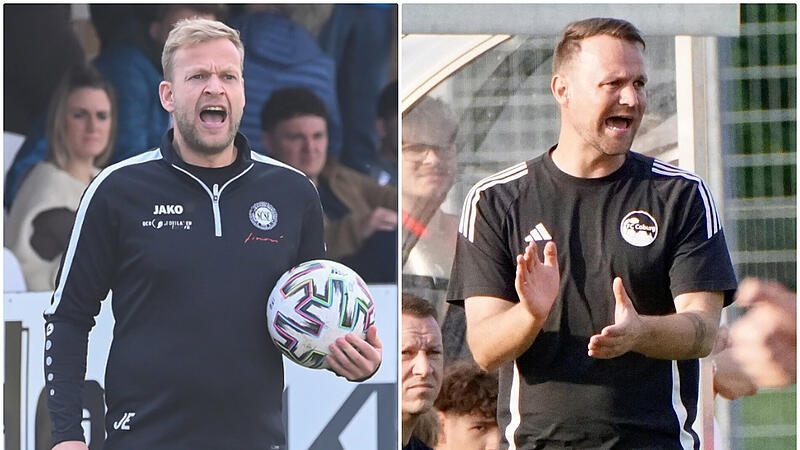 Jakob Engelmann und der SC Sylvia Ebersdorf (links) empfangen am kommenden Mittwoch zum Landesliga-Auftakt den FC Coburg um Calle Schiebel. Jakob Engelmann und der SC Sylvia Ebersdorf (links) empfangen am kommenden Mittwoch zum Landesliga-Auftakt den FC Coburg um Calle Schiebel.