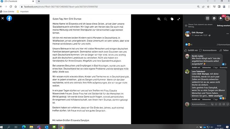 Dieser Brief einer vorgeblichen Ukrainerin erreichte den Bad Brückenauer Dirk Stumpe. Darin wird Kritik an dessen Engagement im Verein „Bad Brückenau hilft“ für das im Krieg mit Russland befindliche Land geäußert. Dieser Brief einer vorgeblichen Ukrainerin erreichte den Bad Brückenauer Dirk Stumpe. Darin wird Kritik an dessen Engagement im Verein „Bad Brückenau hilft“ für das im Krieg mit Russland befindliche Land geäußert.