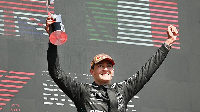 Mercedes-Pilot George Russell (hier bei seinem Sieg in Kanada 2025) ist f&uuml;r Sascha Roos der WM-Favorit.