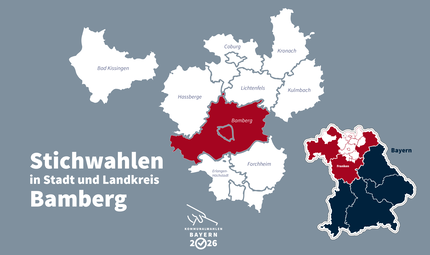 Kommunalwahl 2026: Stichwahlen Stadt und Kreis Bamberg Bei den Kommunalwahlen in Stadt und Landkreis Bamberg kommt es in mehreren Kommunen zur Stichwahl um den Bürgermeisterposten.