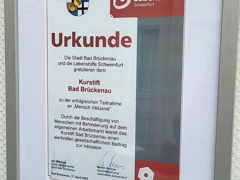 Auszeichnung &bdquo;Mensch inklusive&ldquo; Kurstift Bad Br&uuml;ckenau