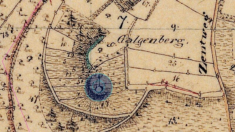 M&ouml;glicher Galgenstandort auf dem Galgenberg im Urkataster