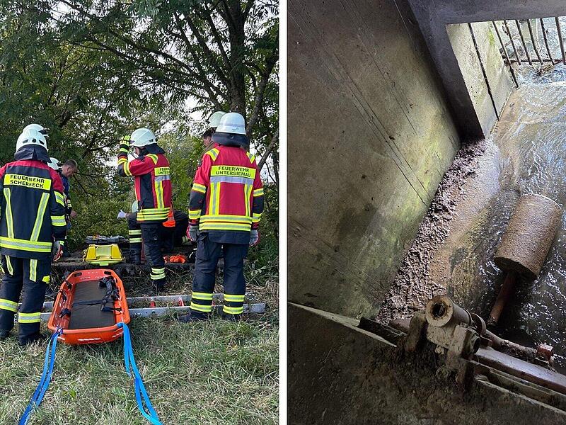 Scherneck/Untersiemau: Feuerwehr retten Mann aus Schacht Scherneck/Untersiemau: Feuerwehr retten Mann aus Schacht