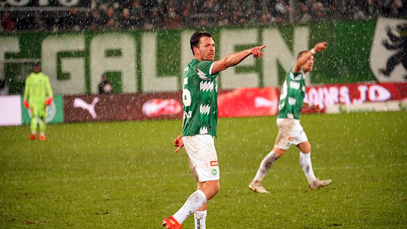 Lukas G&ouml;rtler (hier beim Heimspiel gegen die Grashoppers Z&uuml;rich im Februar) f&uuml;hrte den FC St. Gallen mit seinem F&uuml;hrungstreffer in das Finale des Schweizer Pokals.