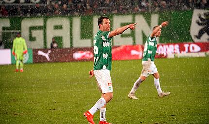 Lukas G&ouml;rtler (hier beim Heimspiel gegen die Grashoppers Z&uuml;rich im Februar) f&uuml;hrte den FC St. Gallen mit seinem F&uuml;hrungstreffer in das Finale des Schweizer Pokals.
