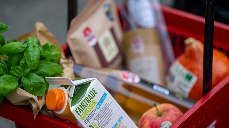 Einkaufskorb mit Lebensmitteln