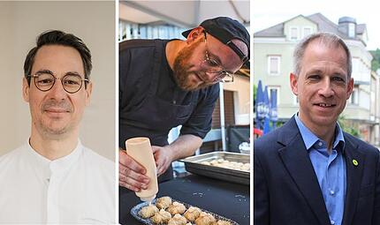 Frederik Desch (Laudensacks Gourmetrestaurant), Michael Hergenr&ouml;der (Zum Wei&szlig;en R&ouml;ssl) und Mark Decker (Dr. von Weckbecker Klinik) verraten ihr B&auml;rlauchrezept.