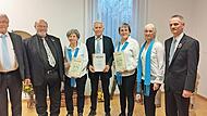 Ehrungen gab es beim Gesangverein Liederkranz Premich: (von links) Paul Antlitz (2. Vorsitzender), Wolfgang Sittler (Sängerkreisvorsitzende), Resi Beyer (zehn Jahre), Hubert Wehner (50 Jahre), Bettina Herbert (zehn Jahre), Monika Ziegler (1. Vorsi...